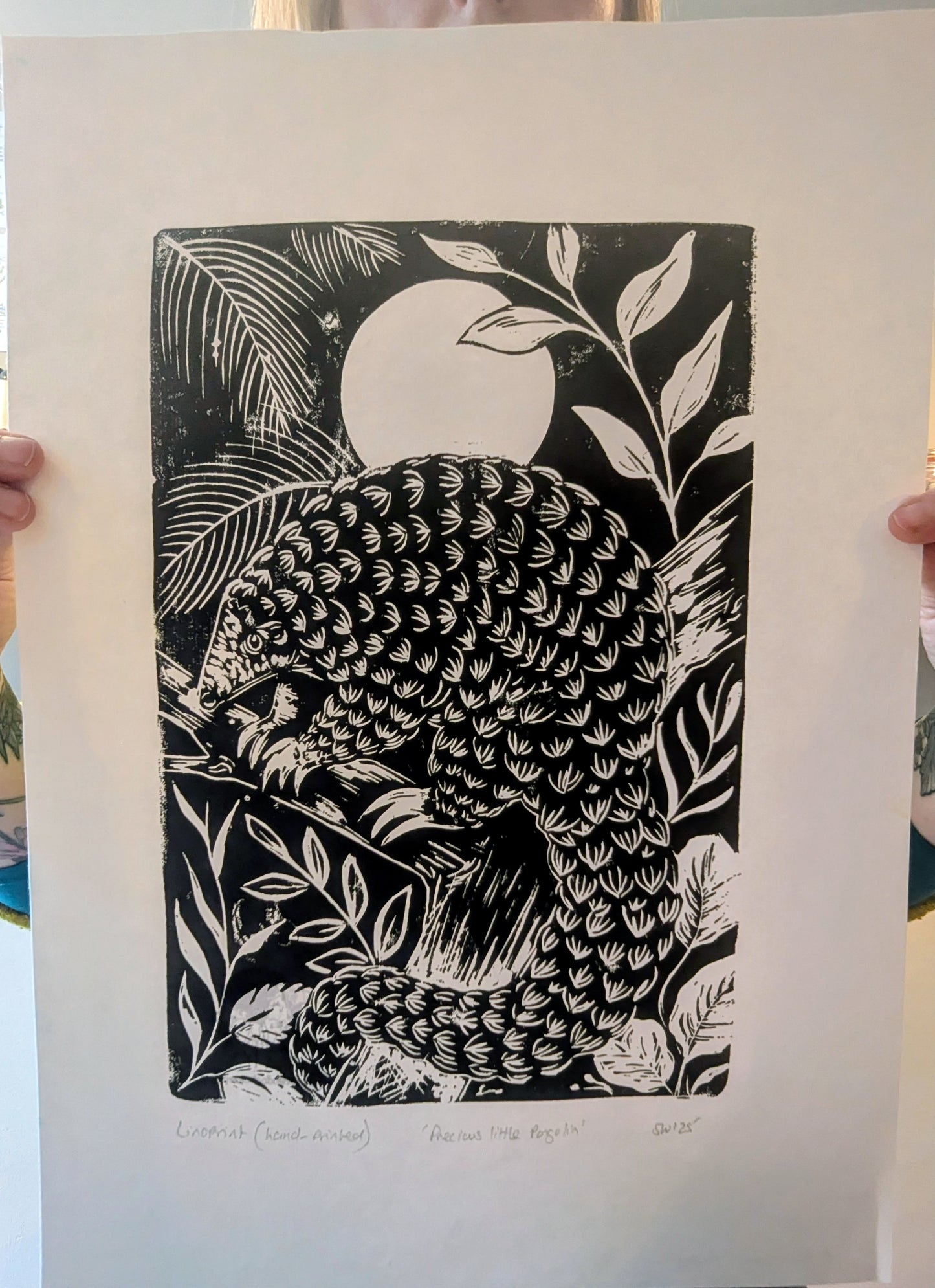 Tree Pangolin linoprint (Original, hand-printed)