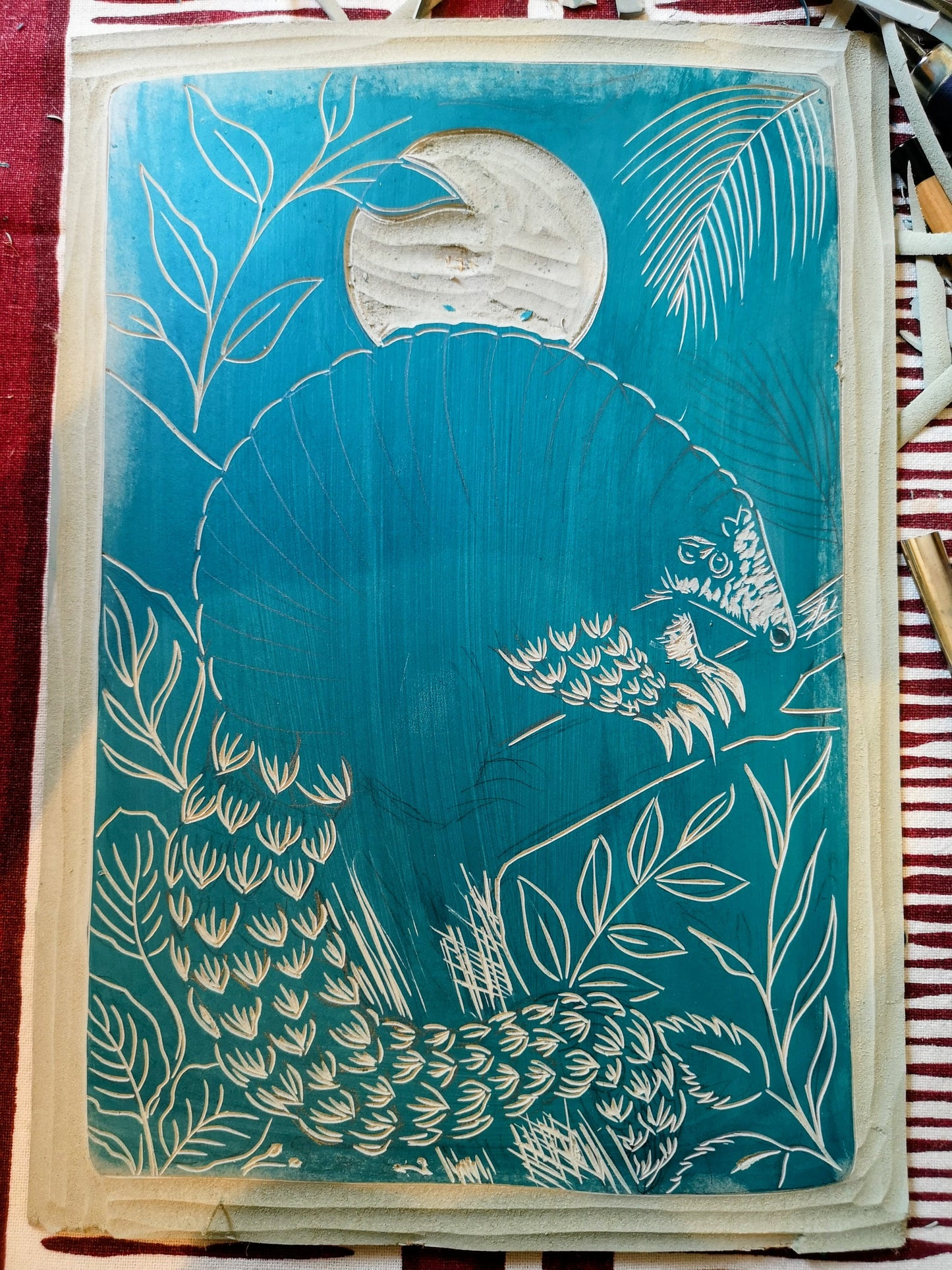 Tree Pangolin linoprint (Original, hand-printed)